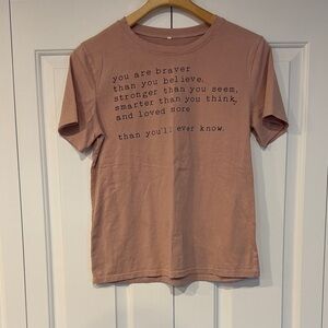 SHEIN Brown Motivational Quote Tee